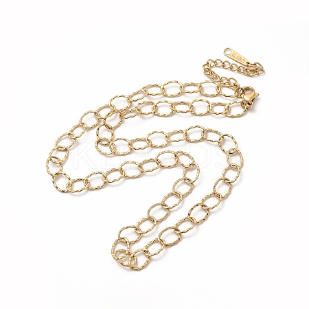 Ion Plating(IP) 304 Stainless Steel Rolo Chain Necklace for Women NJEW-E081-08G-1