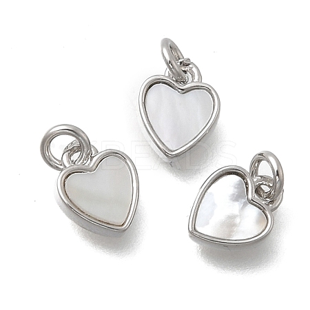 Brass & Natural Shell Heart Charms KK-D431-025B-01P-1