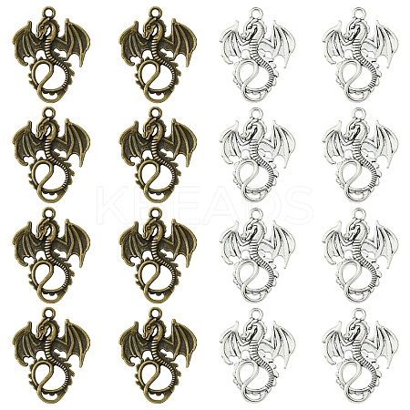 30Pcs 2 Colors Tibetan Style Alloy Pendants TIBEP-FS0001-17-1