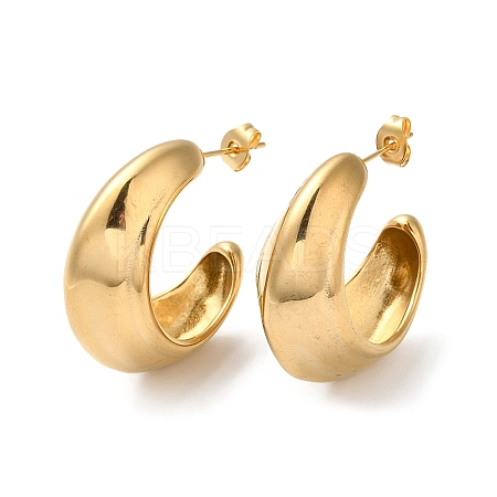Ion Plating(IP) 304 Stainless Steel Round Earrings LS-EJEW-K244-30G-1