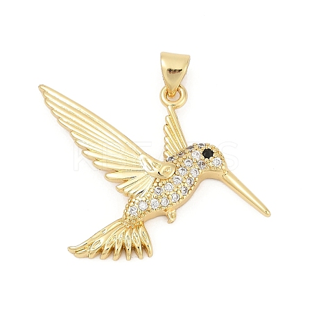 Brass Micro Pave Cubic Zirconia Pendants X-KK-U058-26G-1