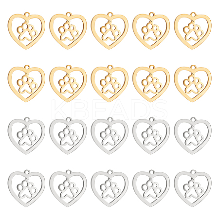 20Pcs 2 Colors 201 Stainless Steel Pendants STAS-UN0045-46-1