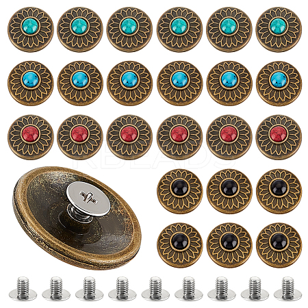 24Pcs 4 Colors Alloy Buttons AJEW-GA0006-89-1