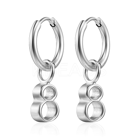 Non-Tarnish 304 Stainless Steel Number 8 Dangle Earrings for Women KV1004-2-1