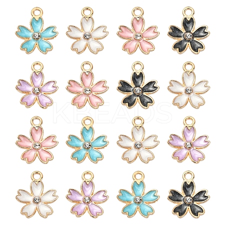 50Pcs 5 Colors Alloy Enamel Pendants ENAM-CJ0002-39-1