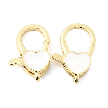 Heart Brass Enamel Lobster Claw Clasps KK-Z147-02G-02A-1