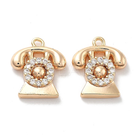 Rack Plating Brass Clear Cubic Zirconia Pendants KK-M102-14G-A-1