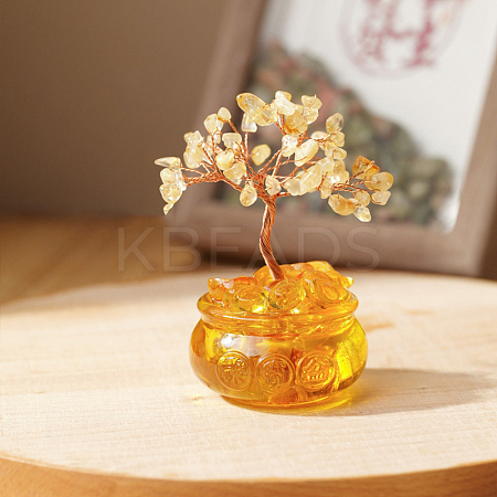 Natural Citrine Chips Wealth Tree Decorations PW-WGF8013-01-1