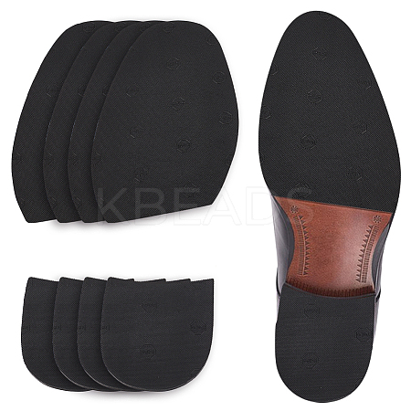 AHADERMAKER 4 Pairs 2 Styles Rubber Shoe Half Sole Anti Slip Grips FIND-GA0005-79-1