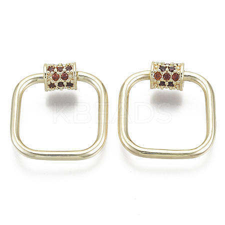 Brass Micro Pave Cubic Zirconia Screw Carabiner Lock Charms KK-R136-064D-NF-1