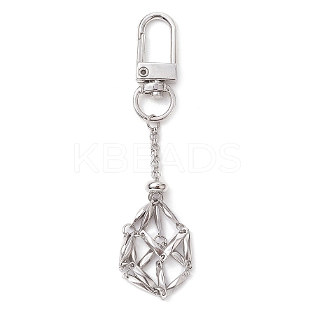 304 Stainless Steel Empty Stone Holder Chain Pouch Pendant Decorations HJEW-JM01885-01-1