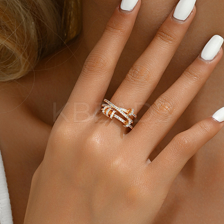 Elegant Geometric Multi-layer Crossed Women's Ring for Daily Banquet Wedding GQ4880-1