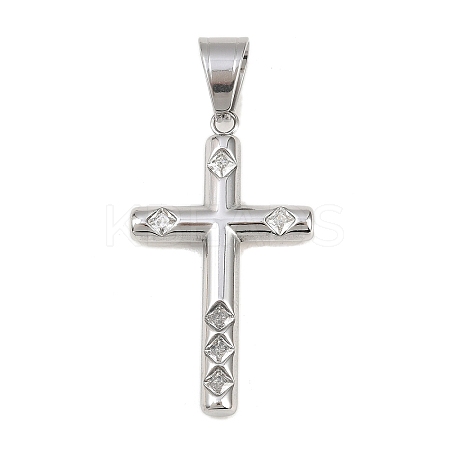 316 Surgical Stainless Steel & Clear Cubic Zirconia Pendants STAS-A137-03C-P-1