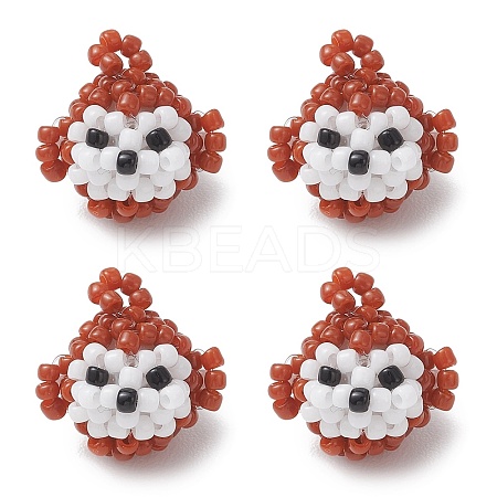 3D Glass Seed Beaded Monkey Pendants PALLOY-MZ01154-1
