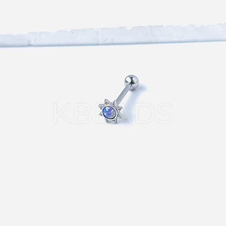 Sun 316L Surgical Stainless Steel with Synthetic Opal Tongue Rings FS-WGFD6E3-10-1