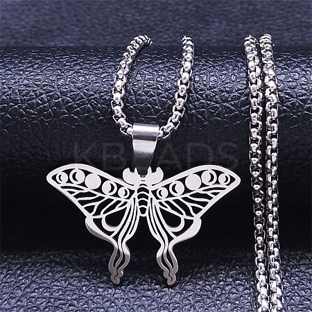 Hollow Out Butterfly 201 Stainless Steel Pendant Necklaces for Men Women LS-NJEW-K283-24P-1
