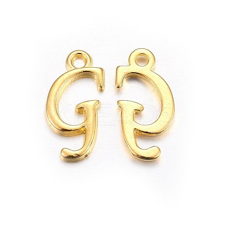 Golden Plated Alloy Letter Pendants PALLOY-J718-01G-G-1