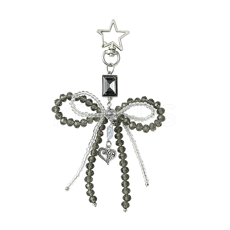 Alloy Glass Chip Pendant Decoration HJEW-FZ00038-1