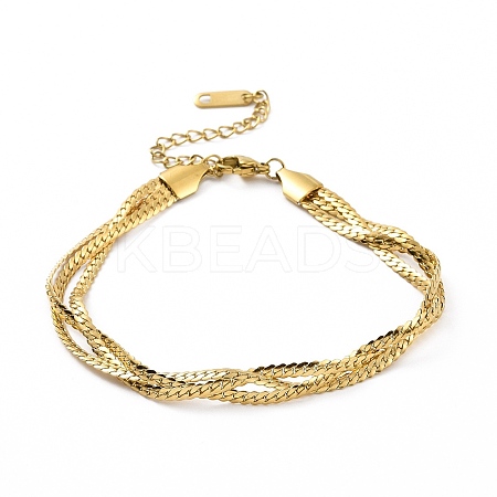 304 Stainless Steel Braided Cuban Link Chain Bracelet for Women LS-BJEW-P286-03G-1