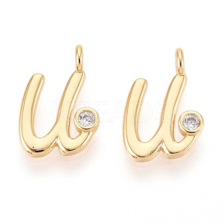 Brass Micro Pave Cubic Zirconia Charms KK-N263-97G-U-1