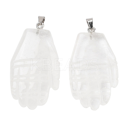 Natural Quartz Crystal Carved Pendants G-K369-01P-12-1