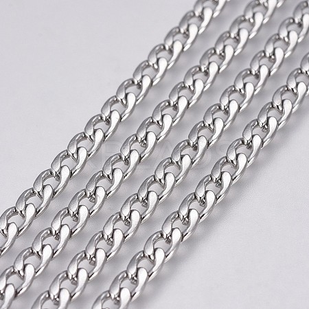 Tarnish Resistant 304 Stainless Steel Curb Chains CHS-G005-B-03P-1