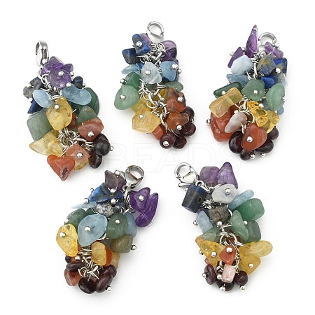 Natural Chip Gemstone Pendant Decorations X-HJEW-JM00213-1