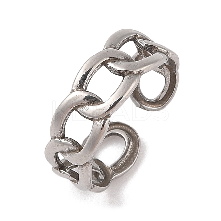 Non-Tarnish 304 Stainless Steel Oval Curb Chain Cuff Rings for Women RJEW-G322-04P-1