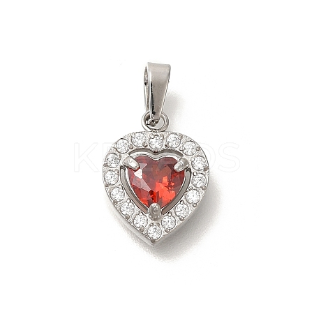 304 Stainless Steel Micro Pave Cubic Zirconia Pendants STAS-H228-03P-08-1
