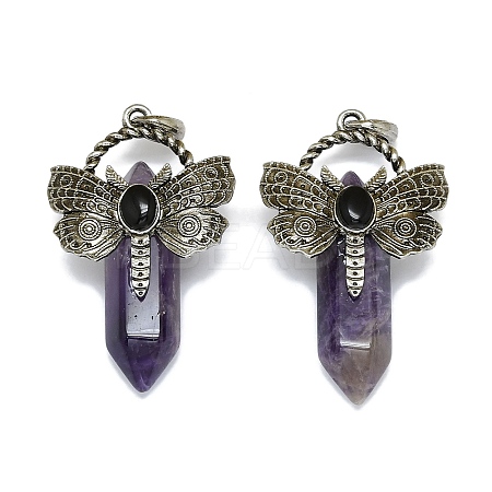 Natural Amethyst Faceted Pointed Bullet Big Pendants G-Q165-01AS-01-1
