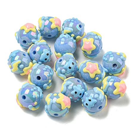 Hand Painted Opaque Acrylic with Enamel Beads MACR-D031-04D-1