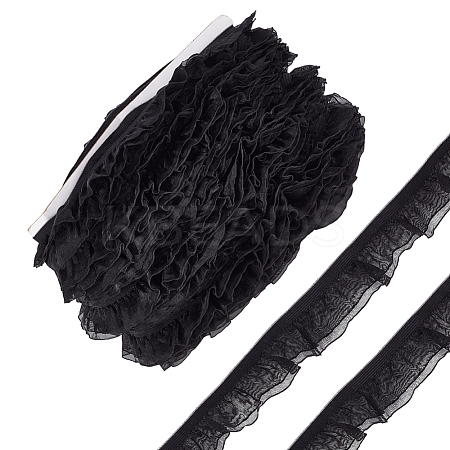 Polyester Pleated Elastic Lace Trim DIY-WH0656-82B-1
