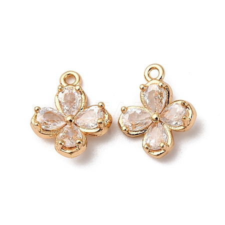 Brass Pave Clear Cubic Zirconia Charms KK-Z112-37G-1