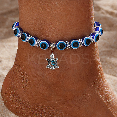 Resin Evil Eye Alloy Charm Anklets WG9874B-04-1