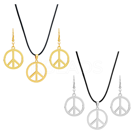 Peace Sign Jewelry Set SJEW-FI0001-23-1