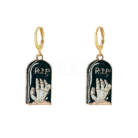 Halloween Alloy Enamel Hoop Earrings FS-WG6BEC1-04-1