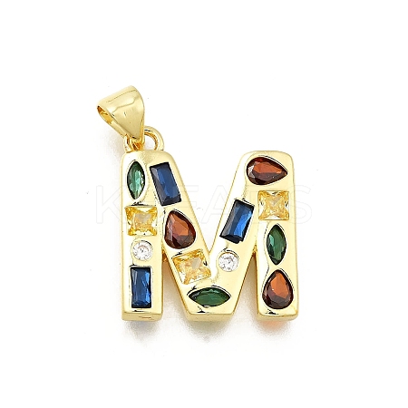 Brass Micro Pave Clear Cubic Zirconia Pendants KK-G521-01G-M-01-1