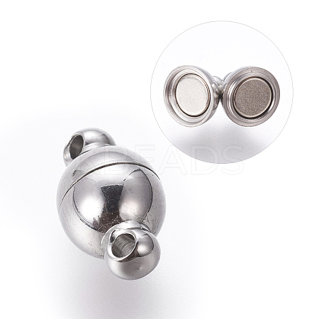 Tarnish Resistant 304 Stainless Steel Magnetic Clasps with Loops LS-STAS-K006-6mm-04C-1