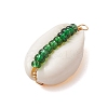 6Pcs 6 Styles Natural Cowrie Shell & Glass Seed Beads Pendants PALLOY-JF02759-04-4