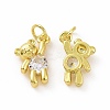 Brass Micro Pave Clear Cubic Zirconia Charms ZIRC-F135-25G-03-1
