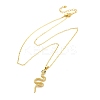 Brass Micro Pave Green Cubic Zirconia Snake Pendant Necklaces NJEW-S438-02E-G-4