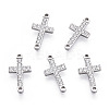 316 Surgical Stainless Steel Clear Cubic Zirconia Connector Charms STAS-ZX042-22S-3