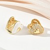 Brass Micro Pave Cubic Zirconia Hoop Earrings KK-CBA98BA-08G-D-3