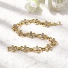 Brass Micro Pave Clear Cubic Zirconia Link Chain Bracelets BJEW-C130-06G-2