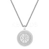 201 Stainless Steel Flat Round with Constantine Cross Pendant Necklaces FS-WG04E5D-02-1