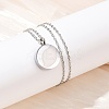 304 Stainless Steel Flat Round Pendant Pet Urn Ashes Necklaces LS-NJEW-S455-01P-1