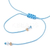 Synthetic Turquoise & Natural Freshwater Shell Moon Charm Bracelets BJEW-MZ00303-01-5