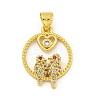 Rack Plating Brass Micro Pave Cubic Zirconia Pendants KK-C074-24G-02-1