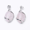 Natural Rose Quartz Pendants X-G-E423-03P-1