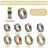 16Pcs 8 Styles 201 Stainless Steel Double Groove Band Ring for Women RJEW-SC0001-25-2